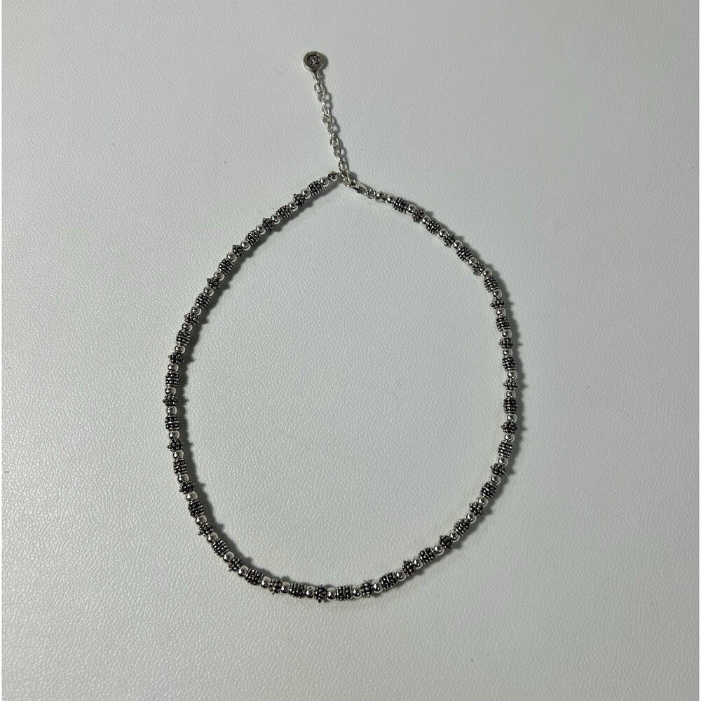 Vintage Silver Tone Round Metal Beaded Napier Necklace Alternating Shape